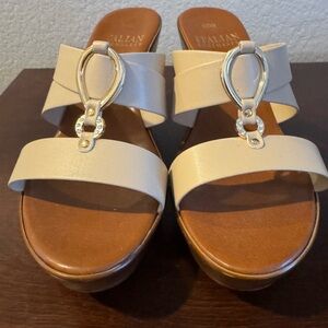 Cream Women's Wedge Sandals